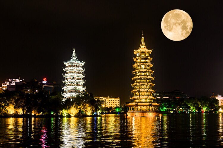 Tours jumelles Soleil et Lune,Guilin